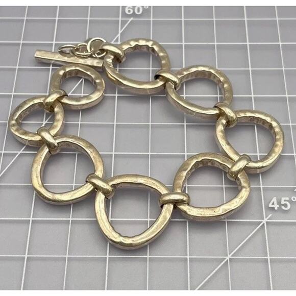 Silpada Sterling Silver 925 Hammered Toggle Link Bracelet Vintage Retired Chunky - Picture 6 of 6